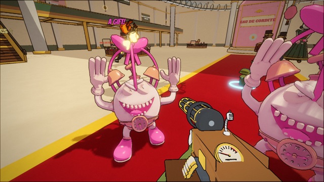 Chapter 12, Curtain Call: Gift-wrapped Tick-Tocks at the perfume counter: "A GIFT!"